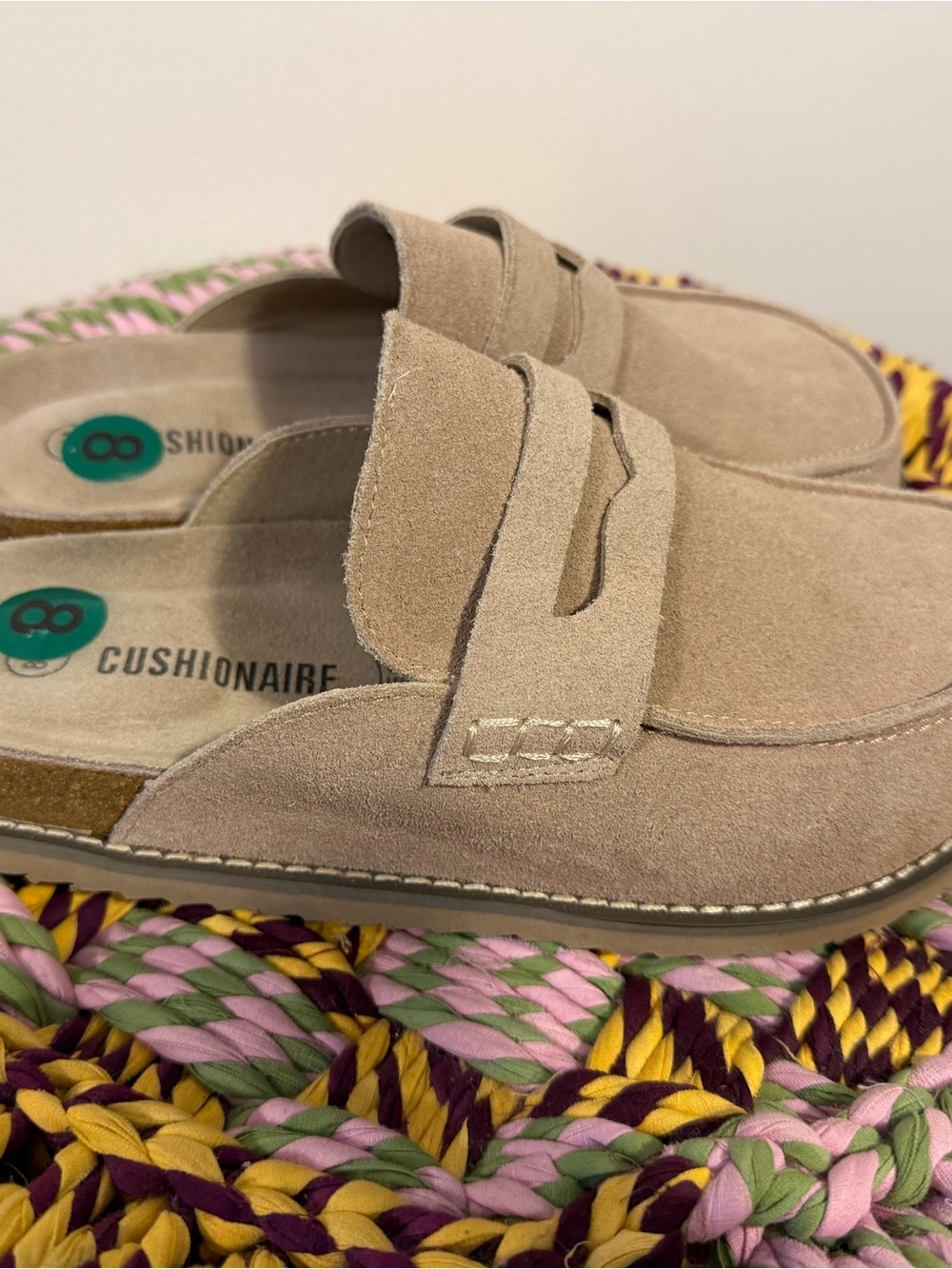 Cushionaire Women's Taupe Suede Slip-On Mules size 8